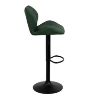 Taburete de piel natural verde giratorio y elevable