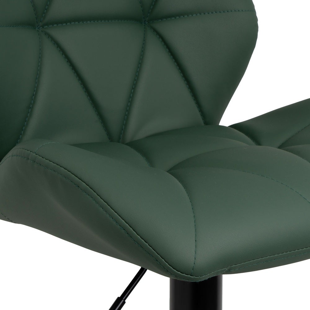 Taburete de piel natural verde giratorio y elevable