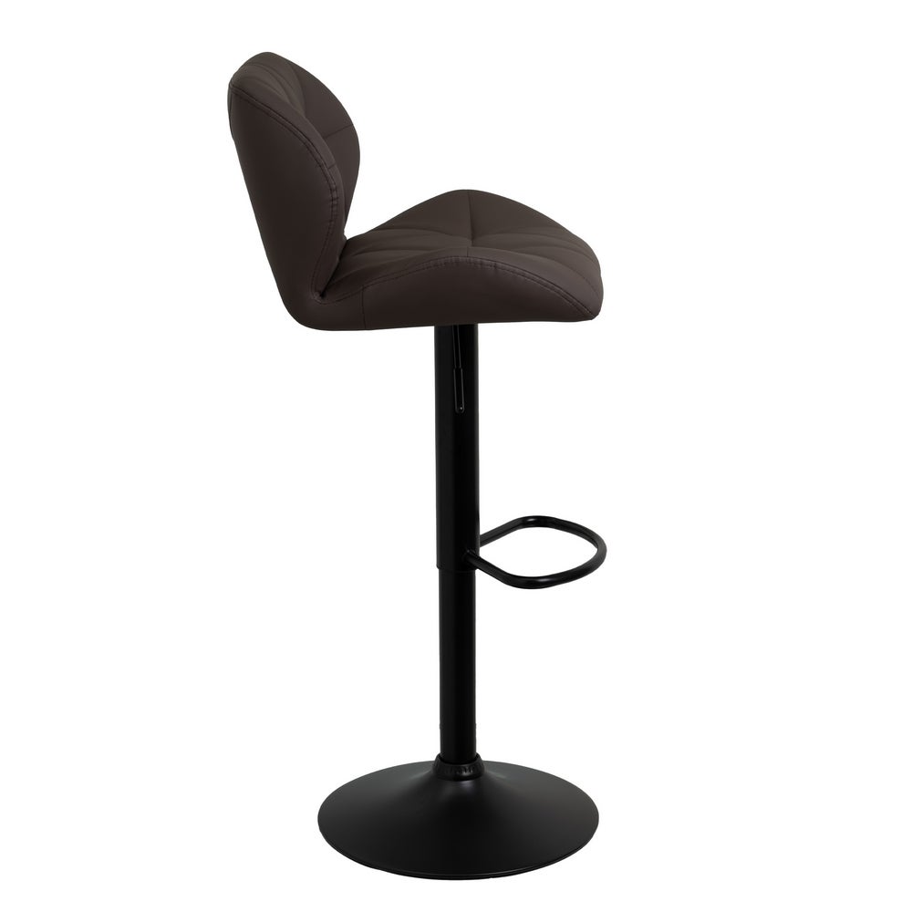 Taburete de piel natural marrón giratorio y elevable