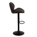 Taburete de piel natural marrón giratorio y elevable