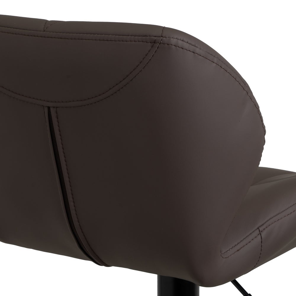 Taburete de piel natural marrón giratorio y elevable