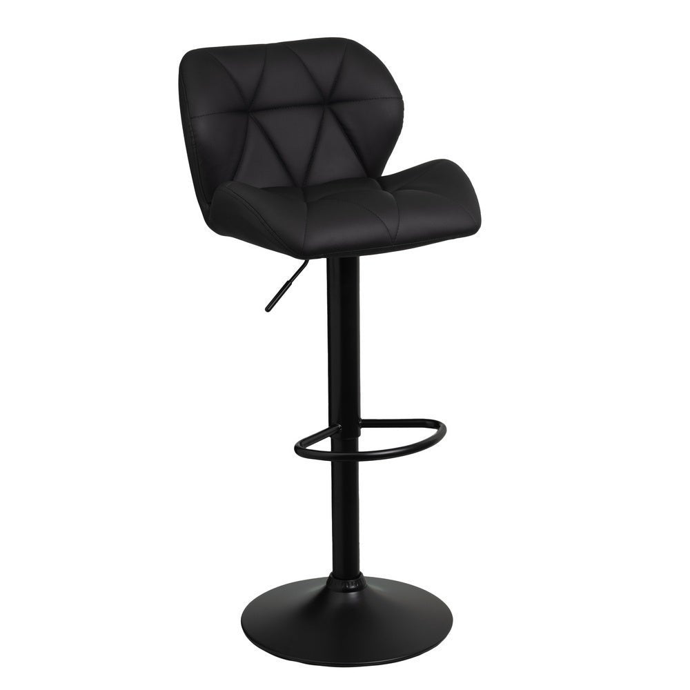 Taburete de piel natural negro giratorio y elevable