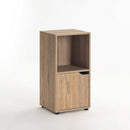 Mesita de noche cubo 1 puerta de MDF color natural de 60x30x29 cm