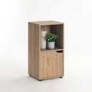 Mesita de noche cubo 1 puerta de MDF color natural de 60x30x29 cm