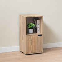 Mesita de noche cubo 1 puerta de MDF color natural de 60x30x29 cm
