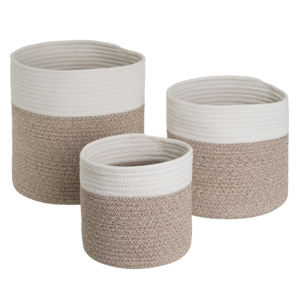 Set de 3 Cestas de Cuerda Grises Cuadradas 30x30x30 cm