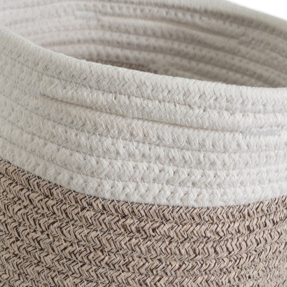 Set de 3 Cestas de Cuerda Grises Cuadradas 30x30x30 cm