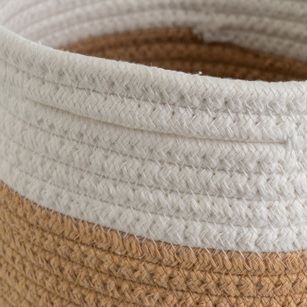 Set de 3 Cestas de Cuerda Beige Cuadradas 30x30x30 cm