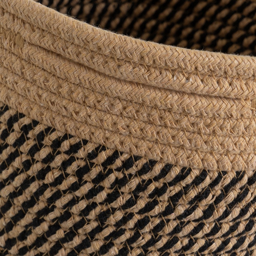 Set de 3 Cestas de Cuerda Negras Cuadradas 30x30x30 cm