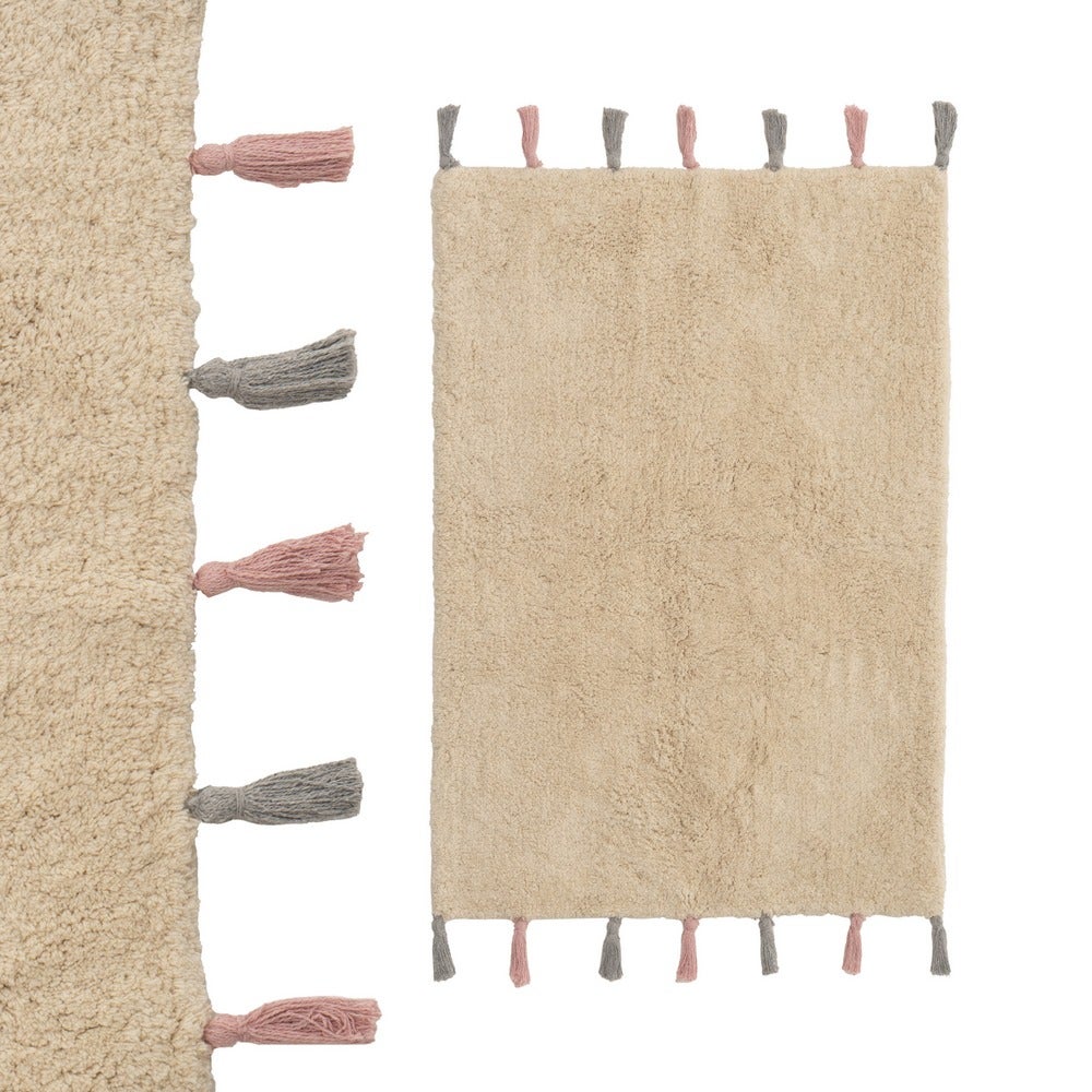 Alfombra de Algodon Beige Lavable 90x60 cm