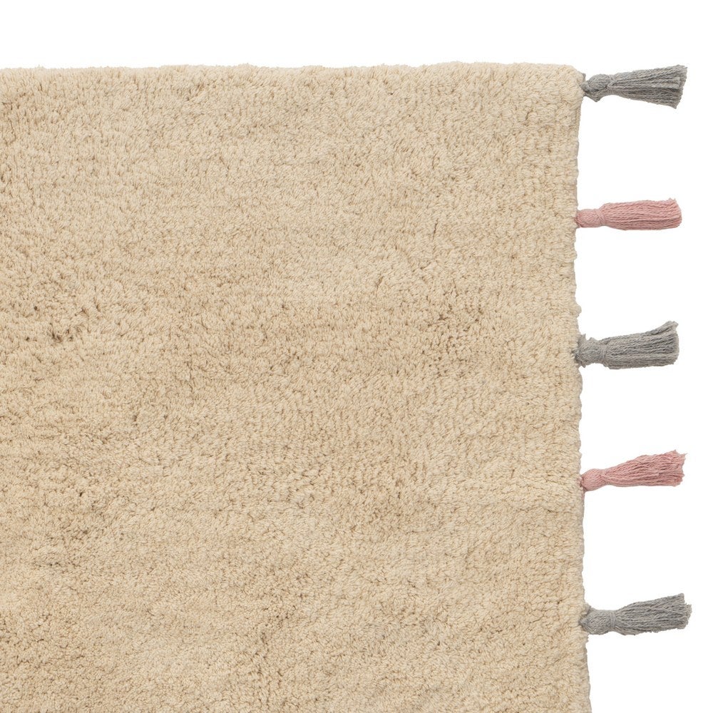 Alfombra de Algodon Beige Lavable 90x60 cm