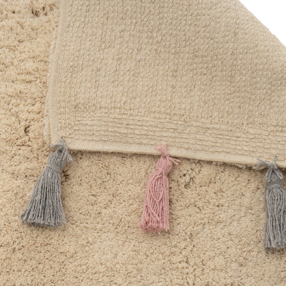 Alfombra de Algodon Beige Lavable 90x60 cm