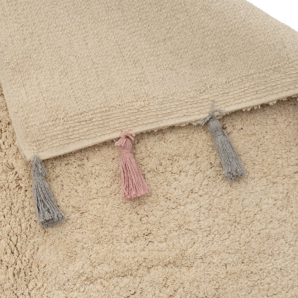Alfombra de Algodon Beige Lavable 150x90 cm
