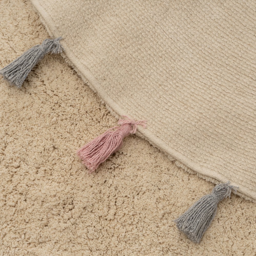 Alfombra de Algodon Beige Lavable 90x90 cm