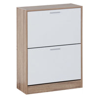 Zapatero  de 2 puertas color natural y blanco