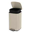 Papelera cuadrada de pedal beige de 20 litros