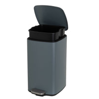 Papelera cuadrada de pedal gris de 20 litros