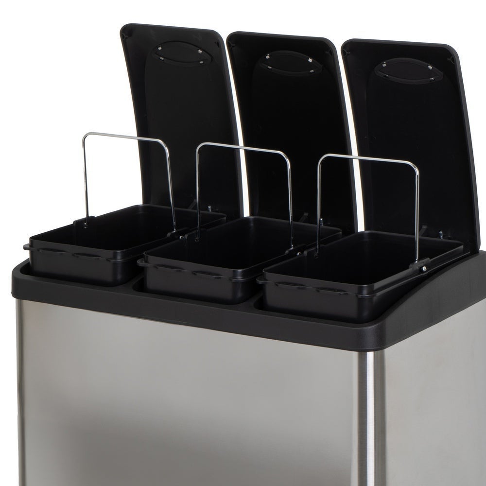 Papelera de reciclaje de 3x8 litros de acero inoxidable