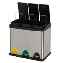 Papelera de reciclaje de 3x8 litros de acero inoxidable