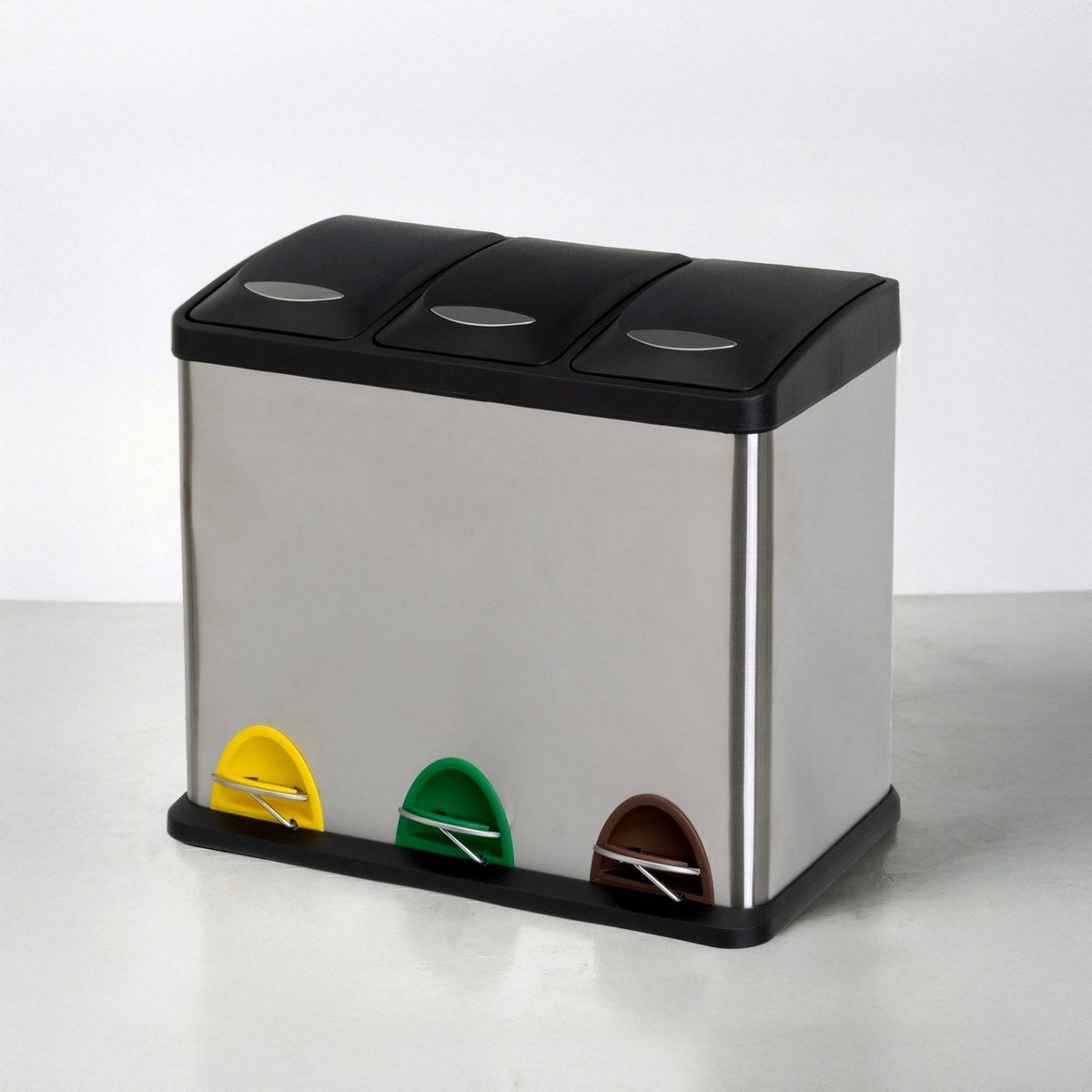 Papelera de reciclaje de 3x8 litros de acero inoxidable