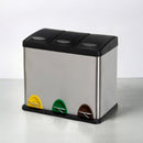 Papelera de reciclaje de 3x8 litros de acero inoxidable