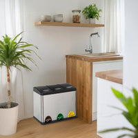 Papelera de reciclaje de 3x8 litros de acero inoxidable