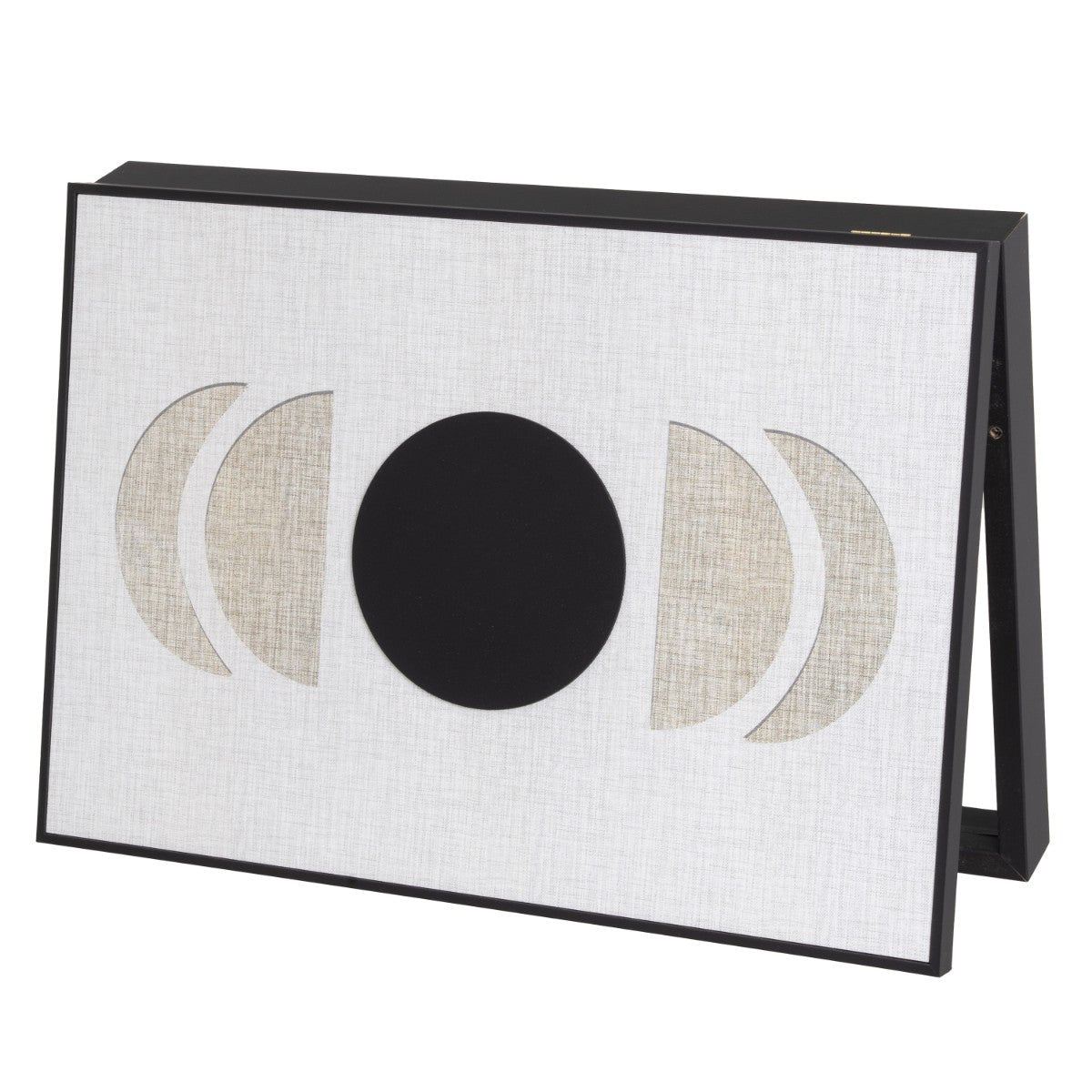 Tapa abatible para cuadro eléctrico con marco negro y dibujo geométrico de 50x35x6 cm