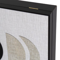 Tapa abatible para cuadro eléctrico con marco negro y dibujo geométrico de 50x35x6 cm