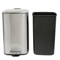 Papelera cuadrada de pedal metálica de 20 litros