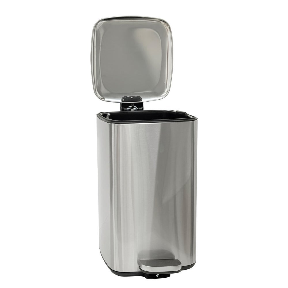 Papelera cuadrada de pedal metálica de 20 litros