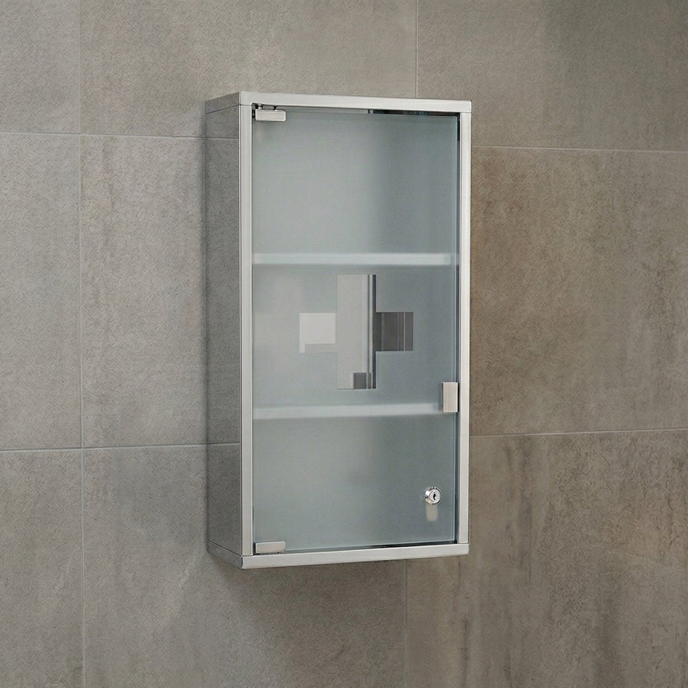 Armario Botiquin de Acero Inoxidable y Cristal 30x12x60 cm