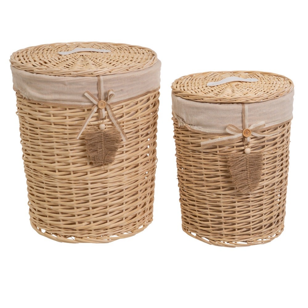 Set de 2 cestos y 4 cestas naturales