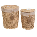 Set de 2 cestos y 4 cestas naturales
