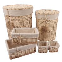 Set de 2 cestos y 4 cestas naturales