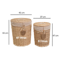 Set de 2 cestos y 4 cestas naturales