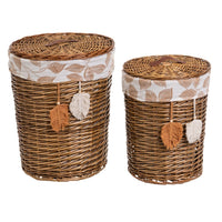 Set de 2 cestos y 4 cestas marrón