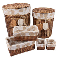 Set de 2 cestos y 4 cestas marrón