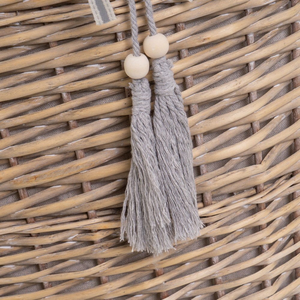 Juego de 3 cestos para ropa de mimbre y tela natural