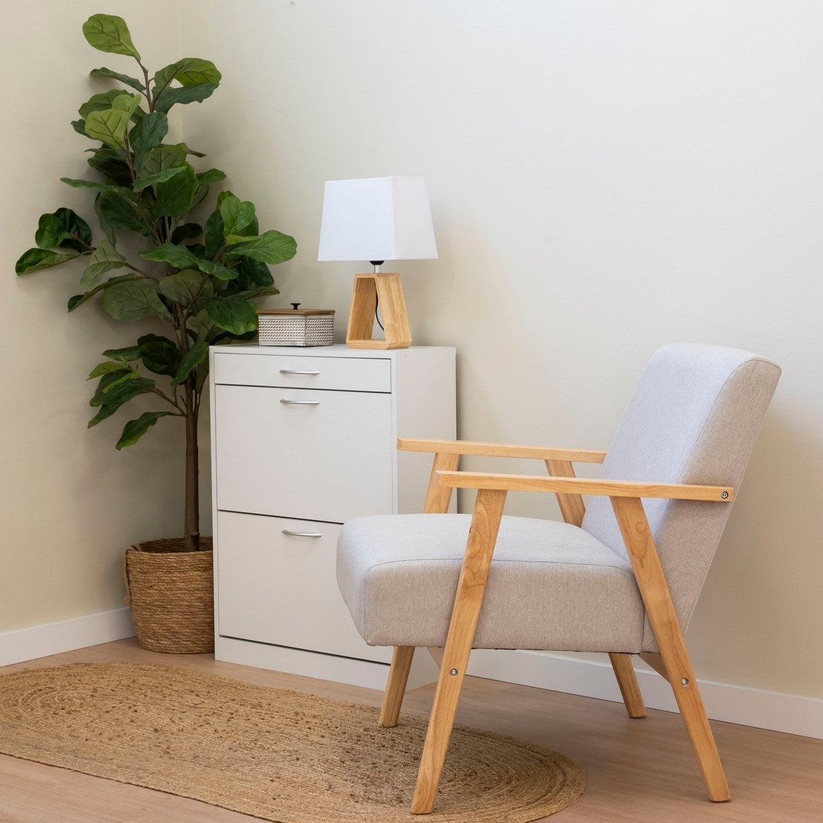 Zapatero de madera blanco