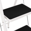 Escalera plegable de 4 peldaños antideslizantes de acero blanco de 156 cm
