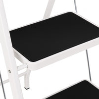 Escalera plegable de 4 peldaños antideslizantes de acero blanco de 156 cm