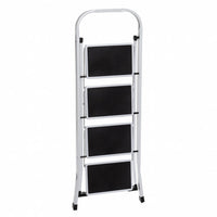 Escalera plegable de 4 peldaños antideslizantes de acero blanco de 156 cm