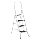 Escalera plegable de 4 peldaños antideslizantes de acero blanco de 156 cm