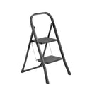 Escalera plegable de 2 peldaños antideslizantes de acero negro de 82 cm
