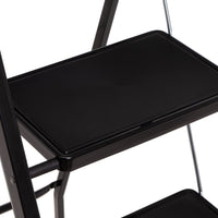 Escalera plegable de 4 peldaños antideslizantes de acero negro de 156 cm