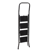 Escalera plegable de 4 peldaños antideslizantes de acero negro de 156 cm