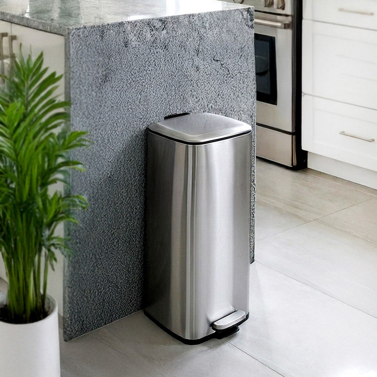 Papelera 30 Litros de Acero Inoxidable, Cubo Interior Extraíble