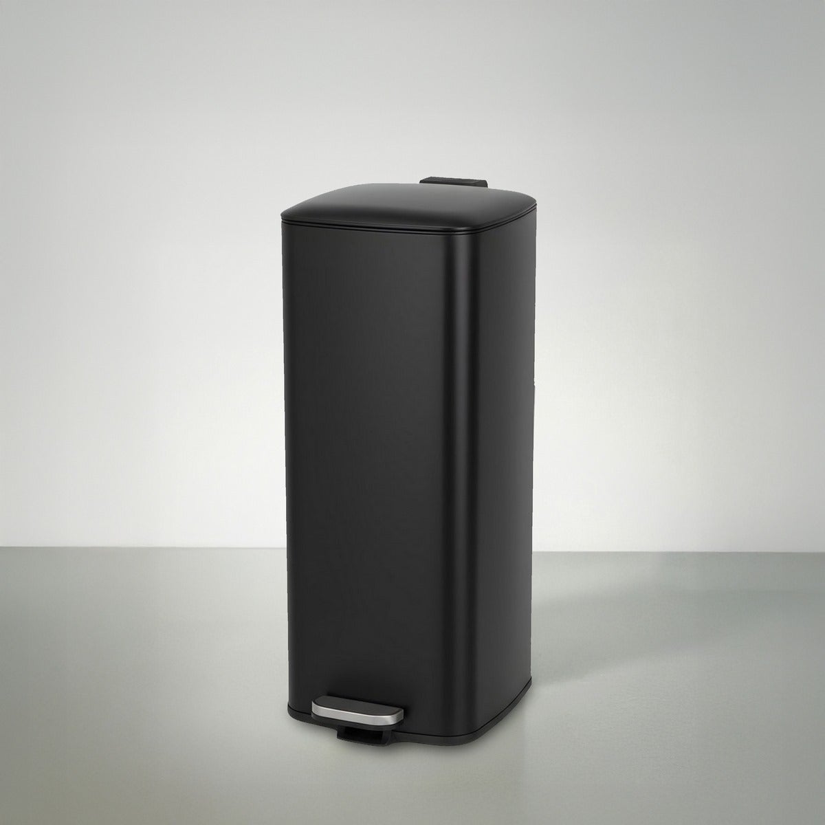 Papelera 30 Litros de Metal Negro, Cubo Interior Extraíble