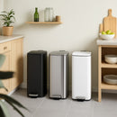 Papelera 30 Litros de Metal Negro, Cubo Interior Extraíble