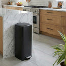 Papelera 30 Litros de Metal Negro, Cubo Interior Extraíble